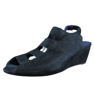 Vaneli  Women Slingback‎ Sandal Shoes Black Leather Size 7.5 Narrow